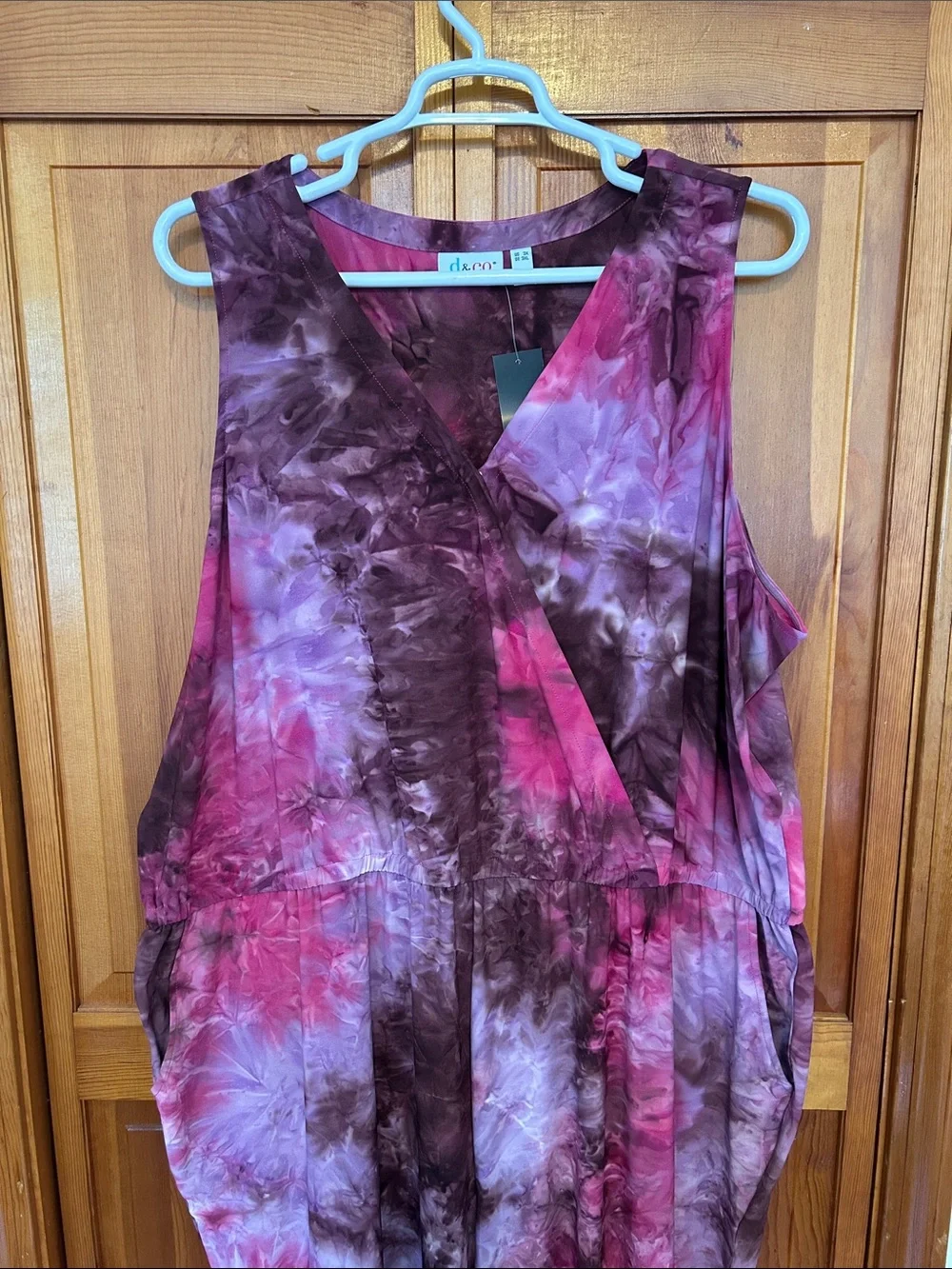 D&Co Pink Tie Dye Sleeveless Jumpsuit New 3X Cropped Wide Leg - Picture 4 of 11